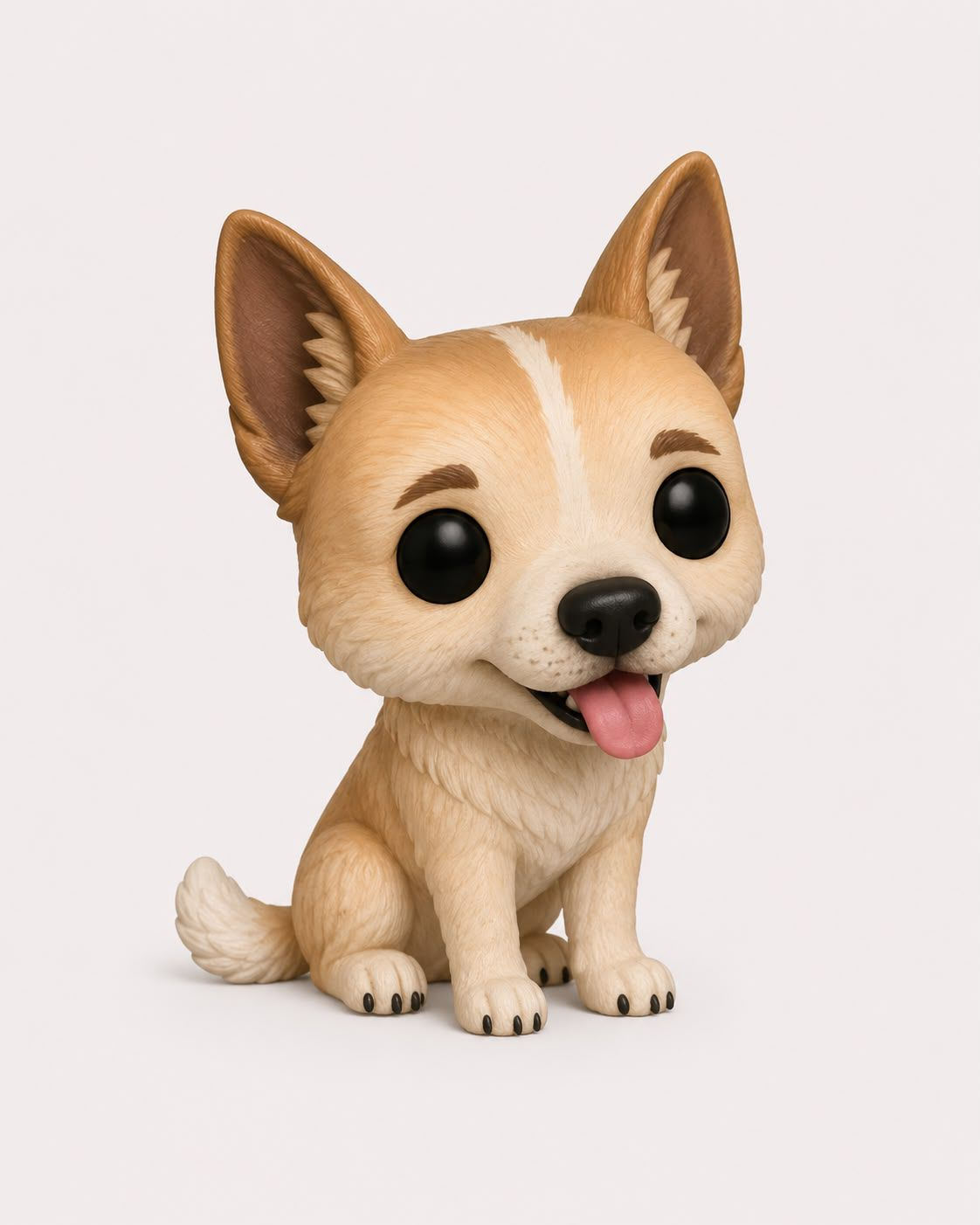 Miniatura no estilo Funko de um cachorrinho marrom de pelo cacheado